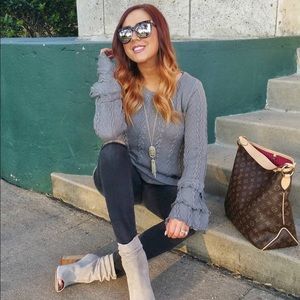 Bell sleeve cable knit sweater